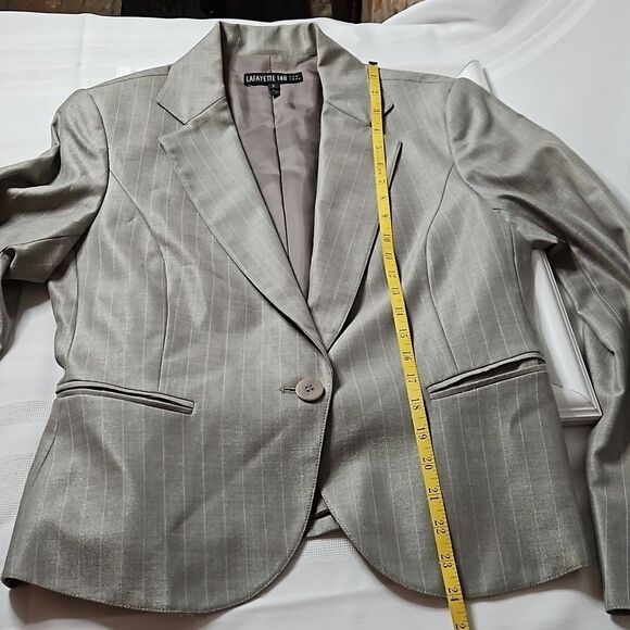 Lafayette 148 Pewter & baby blue pinstriped Blazer size 8 - Picture 8 of 10